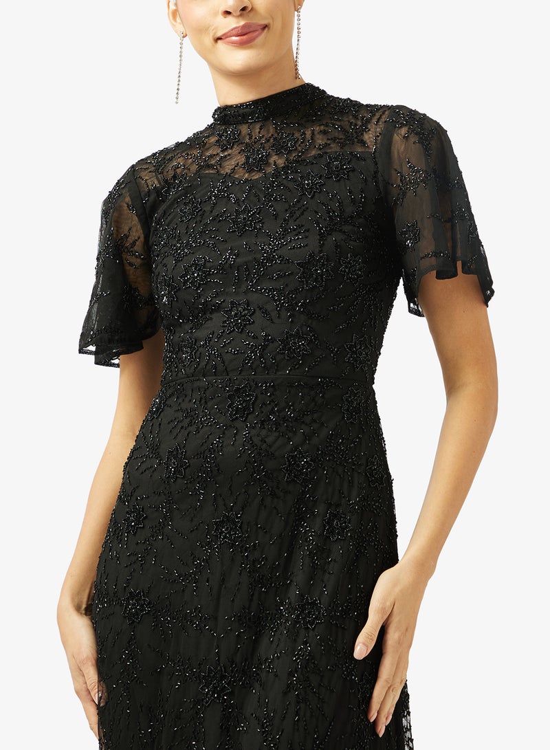 بيوت فستان ماكسي مزين بياقة دائرية - Image 3